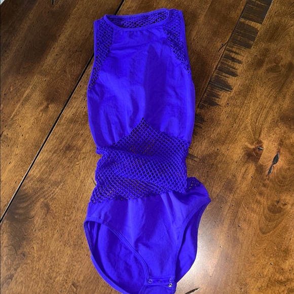 NWOT Women's Purple Mesh Bodysuit - Picture 3 of 3